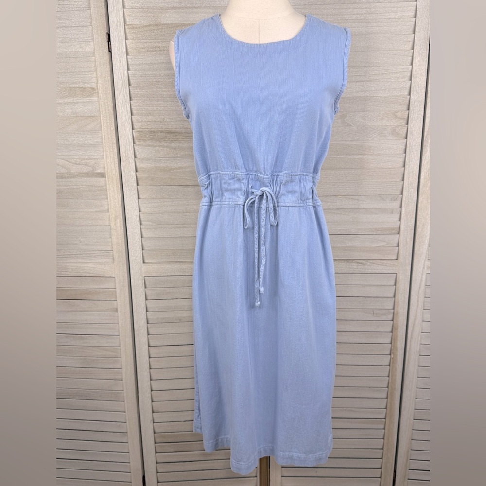 WEK Vintage 80's Blue Cotton Tank Midi Dress-Small